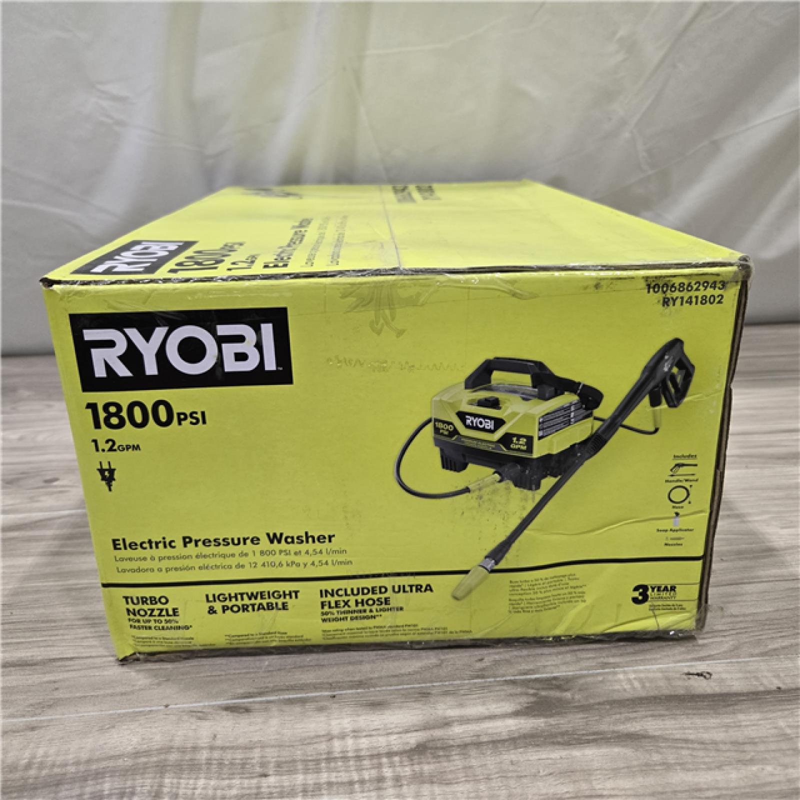 NEW! - RYOBI 1800 PSI 1.2 GPM Cold Water Corded Electric Pressure Washer