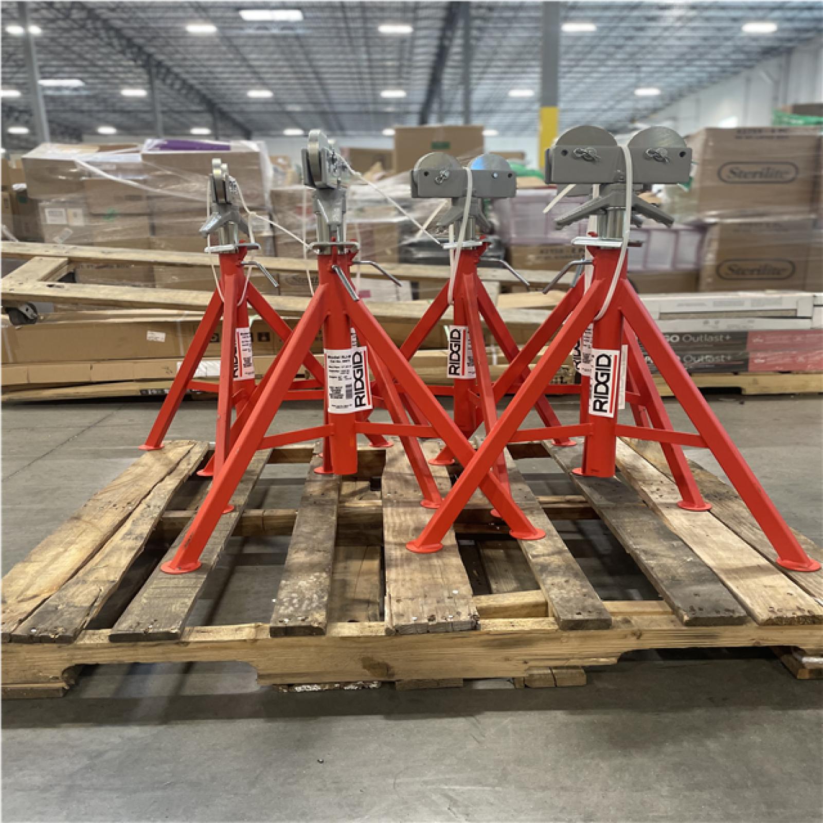 DALLAS LOCATION- NEW! RIDGID RJ-99 32 in.-55 in. Roller Head High Pipe Stand PALLET (6 UNITS)
