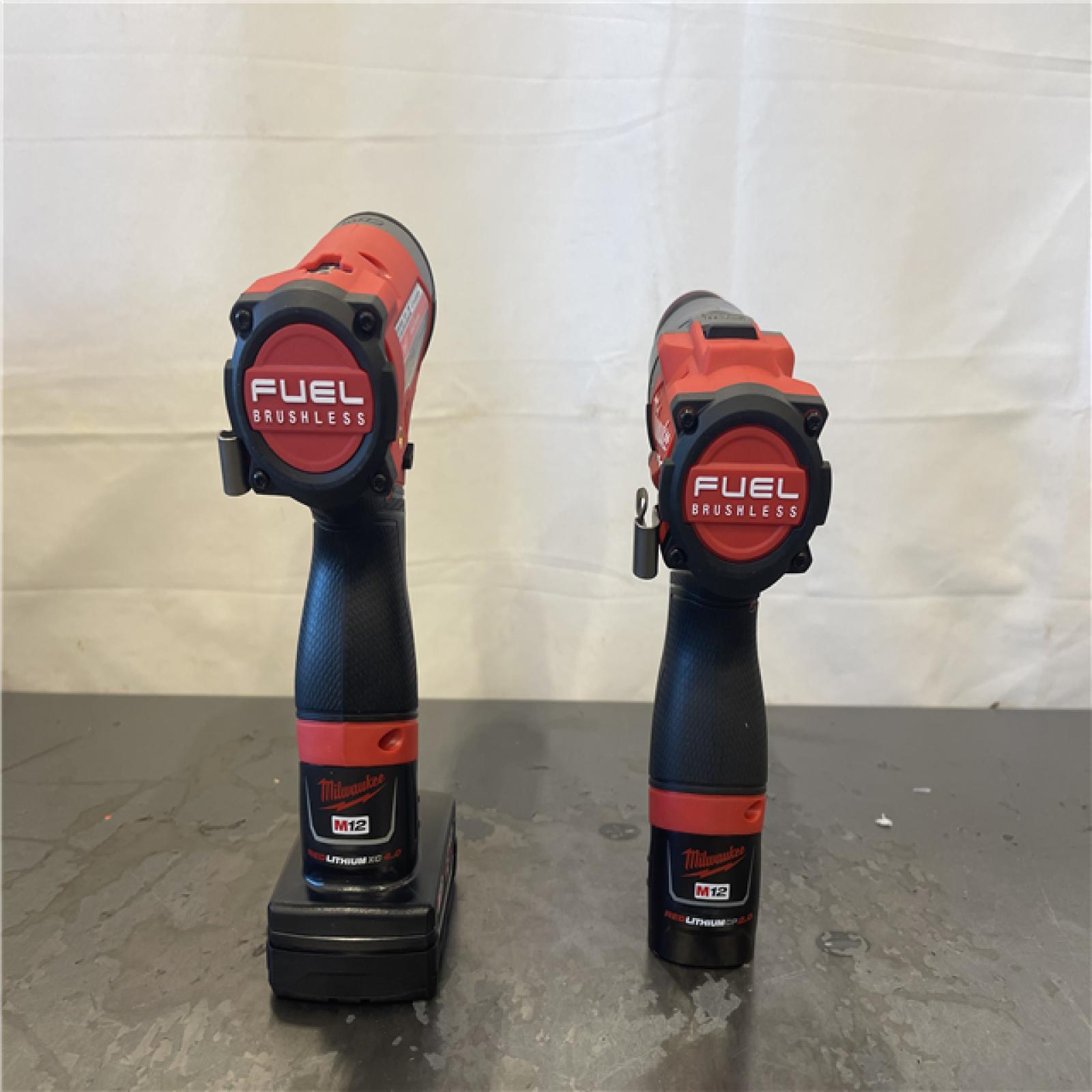 AS-IS- Milwaukee 12V Brushless Hammer Drill and Impact Driver Combo Kit