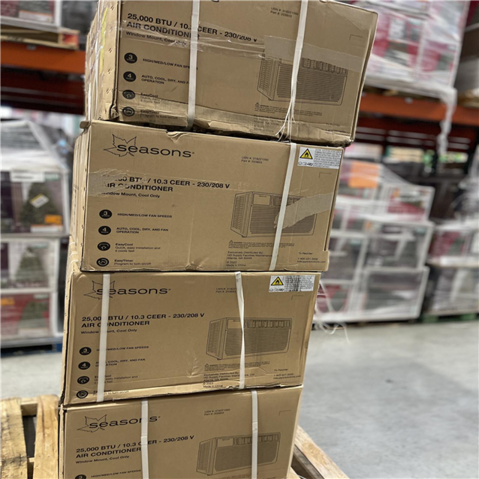 DALLAS LOCATION- Seasons 25 000 BTU 10.3 CEER 230/208 V Window Cool-Only Air Conditioner Pallet (4 UNITS)