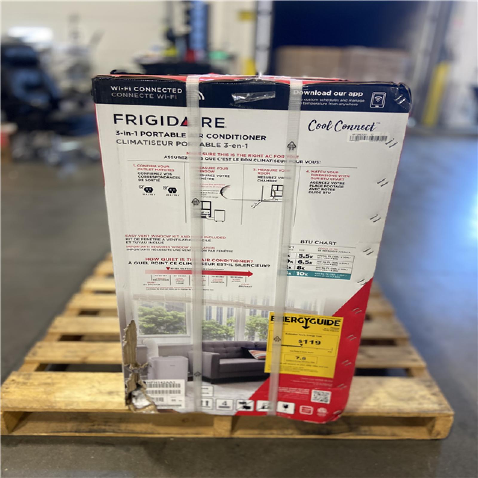 DALLAS LOCATION - Frigidaire 10,000 BTU (DOE) Portable Air Conditioner with Supplemental Heater and Dehumidifier with Remote in White