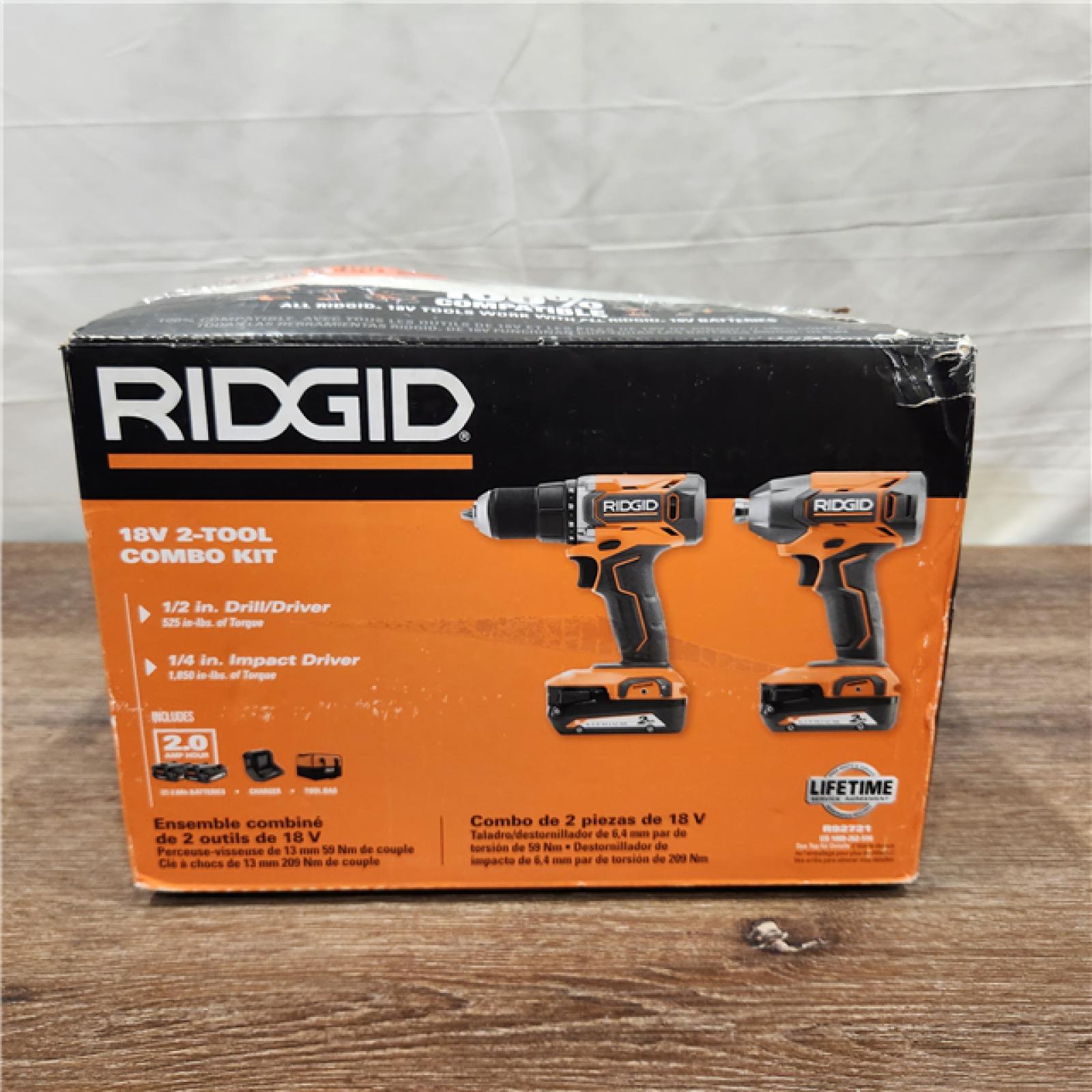 AS-IS RIDGID 18v 2 Tool Combo Kit 1/2 Drill/Driver 1/4 Impact Driver