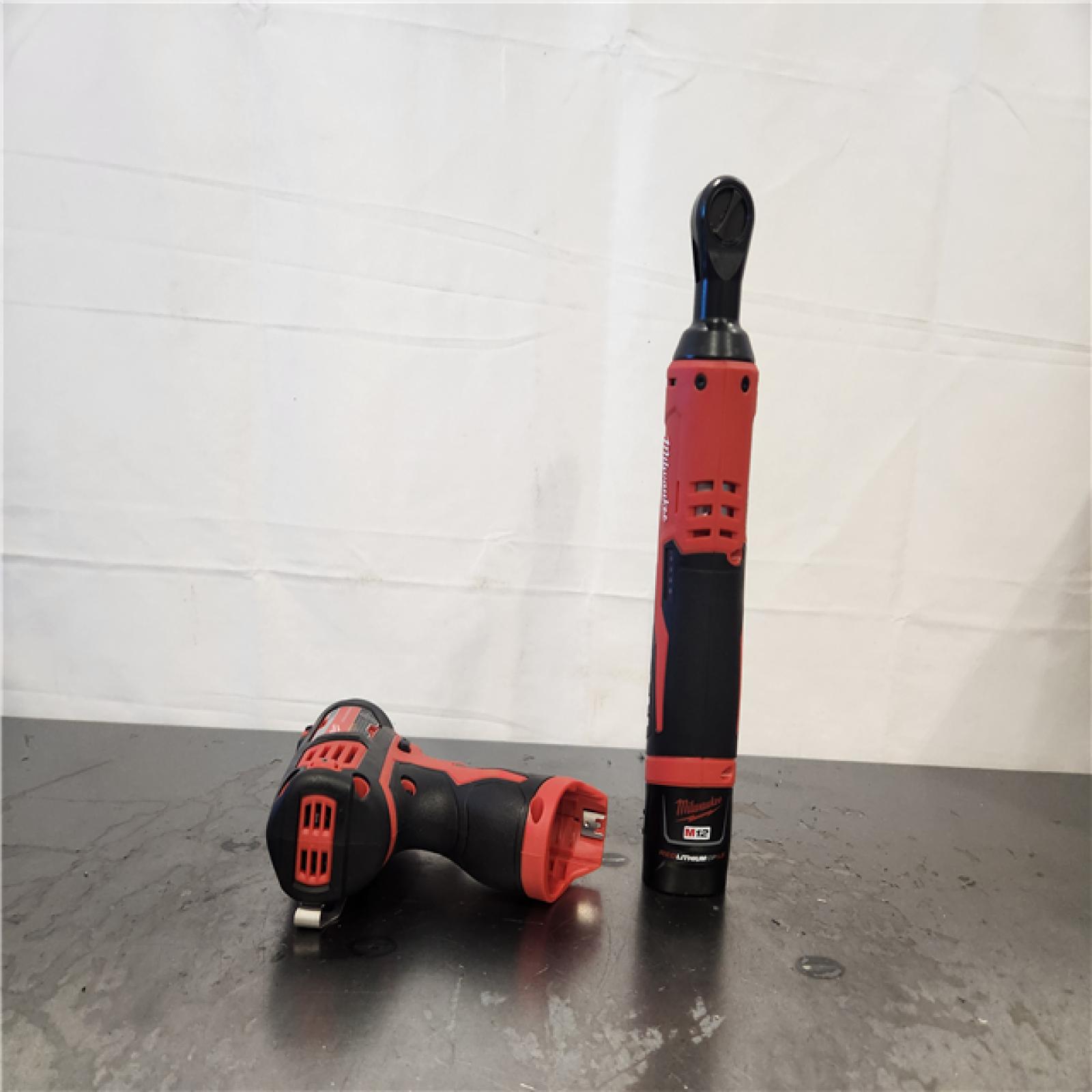 AS-IS- Milwaukee M12 Brushed Cordless 3/8 in. Ratchet and Screwdriver (2-Tool) Combo Kit