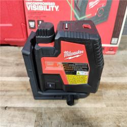 HOUSTON LOCATION - AS-IS (APPEARS LIKE NEW) Milwaukee-3522-21 Green Beam Laser Cross Line Plumb Point Rechargeable USB Kit