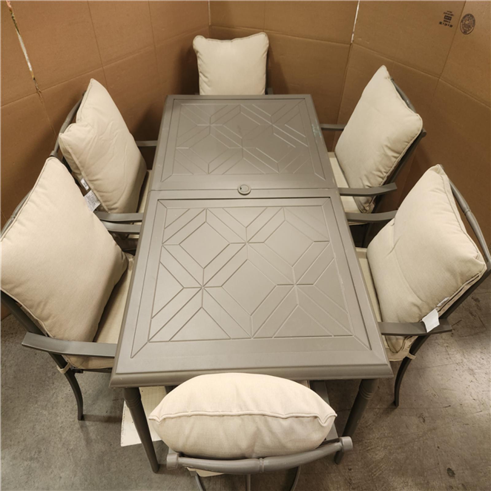 Phoenix LIKE NEW Hampton Bay Preston Pointe Dark Cement Gray 7-Piece Metal Outdoor Dining Set with CushionGuard Putty Cushions