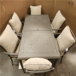 Phoenix LIKE NEW Hampton Bay Preston Pointe Dark Cement Gray 7-Piece Metal Outdoor Dining Set with CushionGuard Putty Cushions