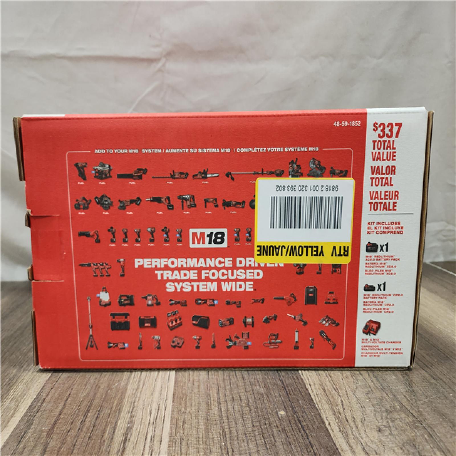 NEW- Milwaukee M18 18-Volt Lithium-Ion Starter Kit with One 5.0 Ah and One 2.0 Ah Battery and Charger