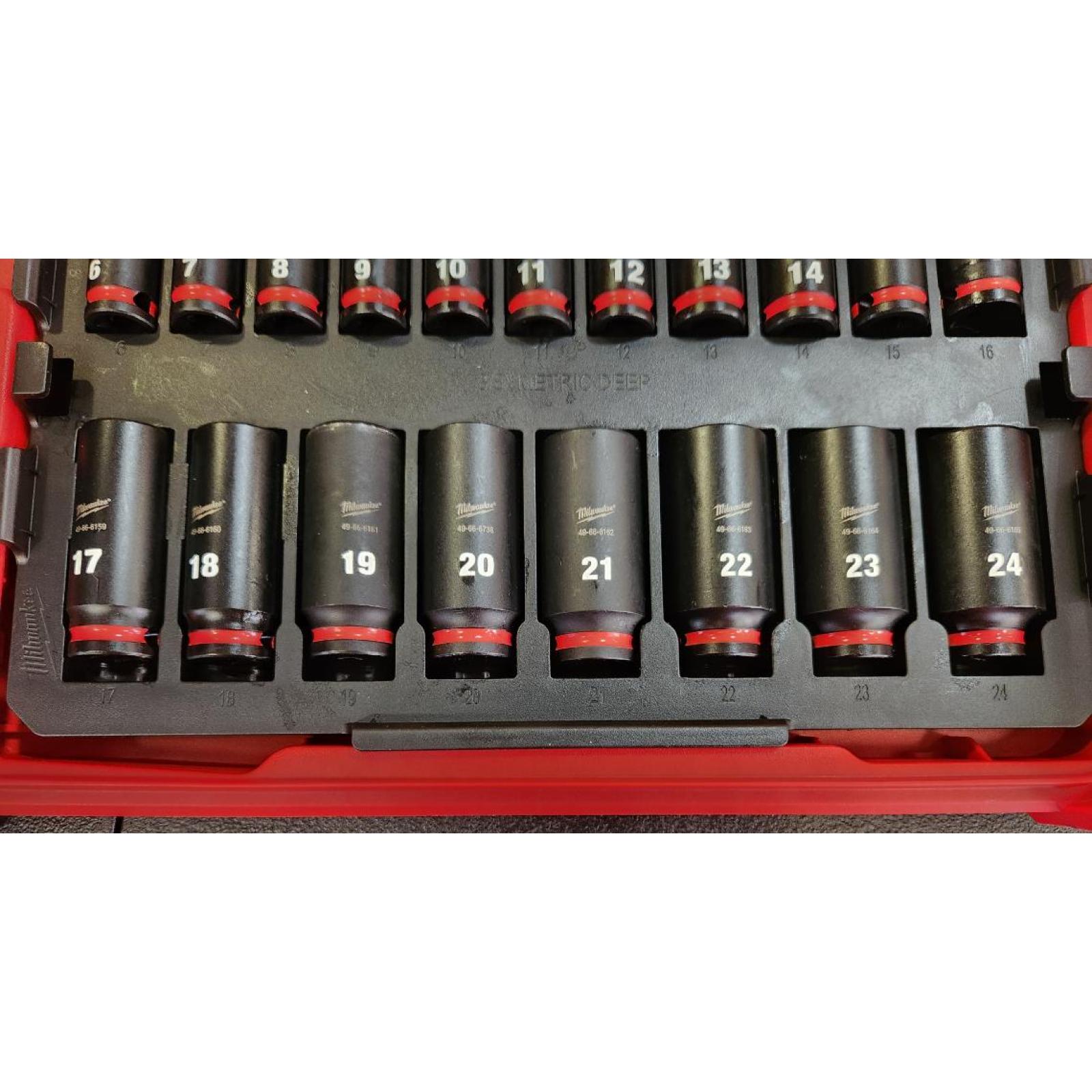 Phoenix NEW Milwaukee SHOCKWAVE Impact-Duty 3/8 in. Drive Metric Deep Well Impact PACKOUT Socket Set (19-Piece)