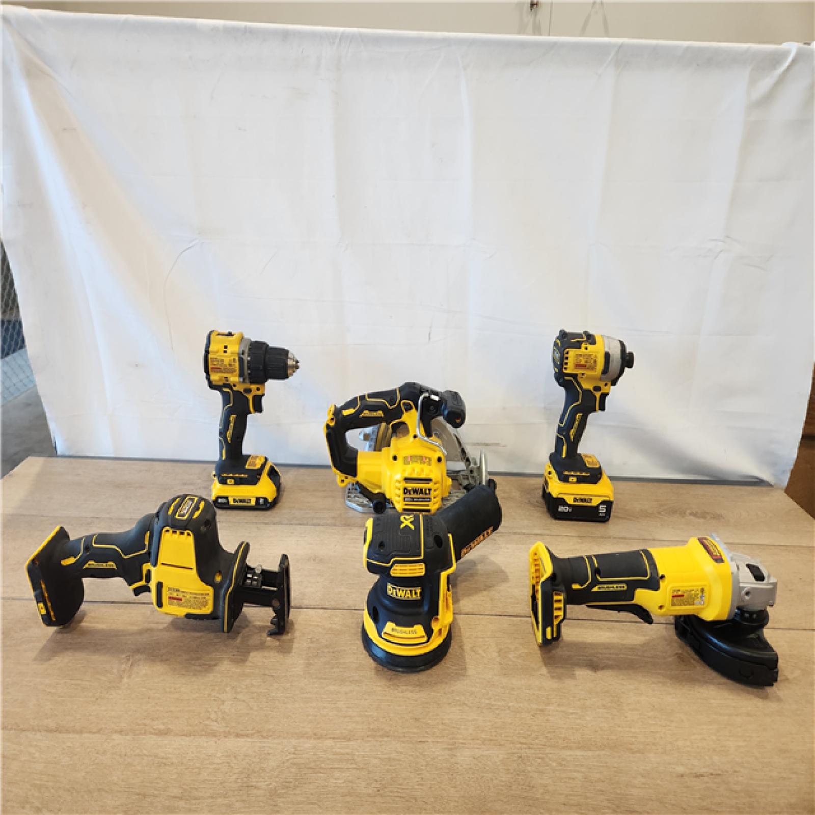 AS-IS- DEWALT 20V Lithium-Ion Cordless 6-Tool Combo Kit with 5.0 Ah and 2.0 Ah Batteries  Charger and Tough System 2.0 Rolling Toolbox