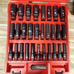 HOUSTON LOCATION - AS-IS Milwaukee SHOCKWAVE 1/2 in. Drive SAE and Metric 6 Point Impact Socket Set (29-Piece)