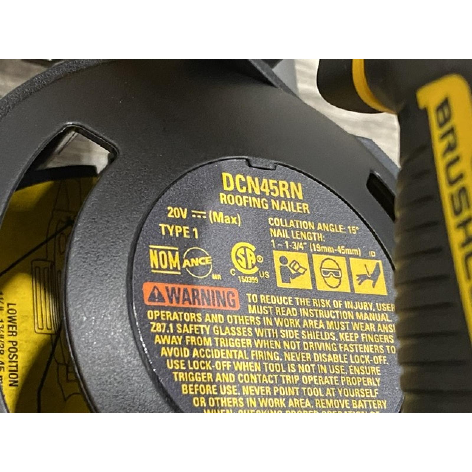 AS-IS DEWALT 20V MAX Lithium-Ion 15-Degree Electric Cordless Roofing Nailer Kit