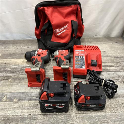 AS-IS Milwaukee 18-Volt Lithium-Ion Brushless Cordless Compact Hammer Drill/Impact Combo Kit