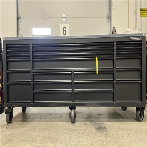 DALLAS LOCATION - HUSKY Tool Storage 84 in. W Heavy Duty Matte Black Mobile Workbench Tool Chest with Stainless Steel Work Top
