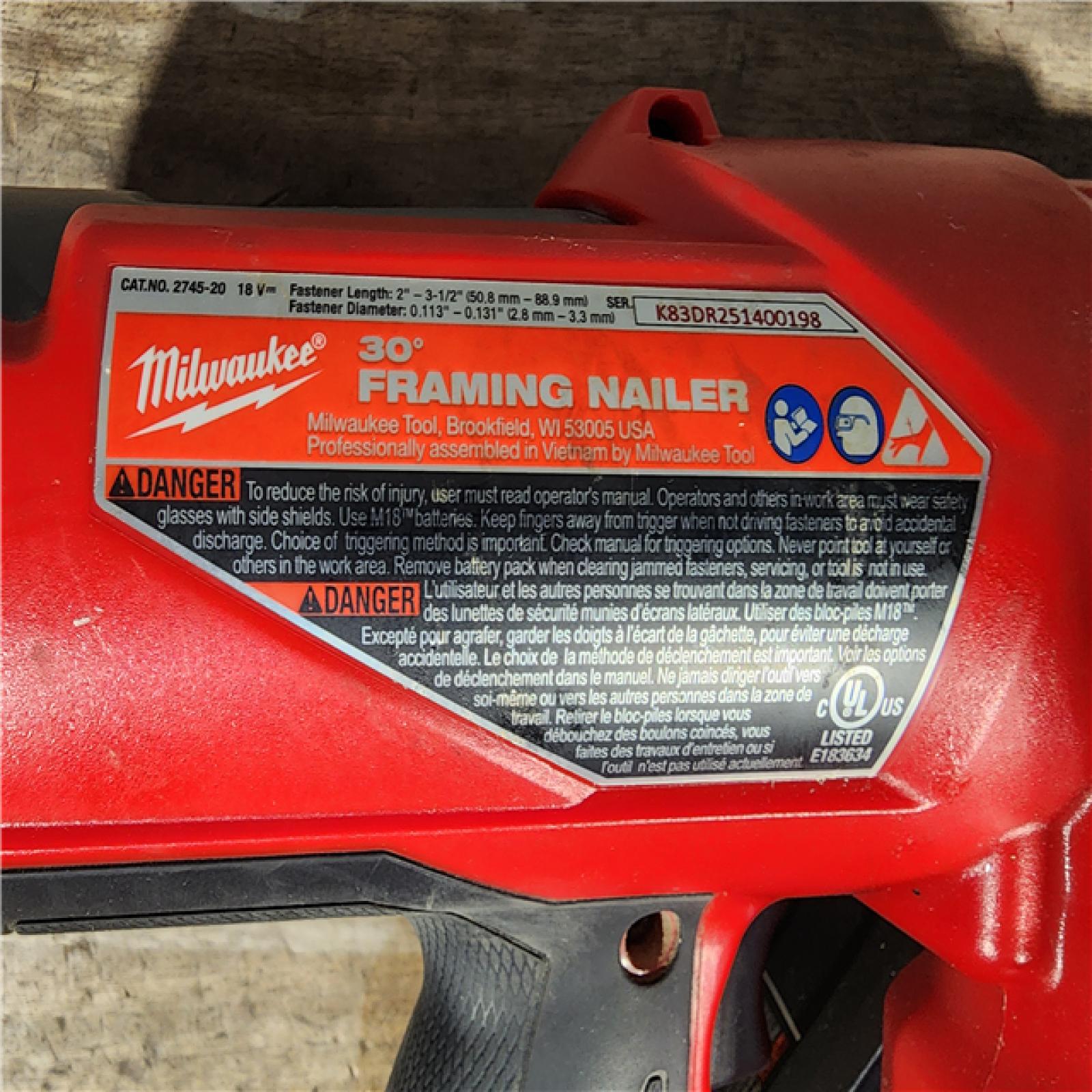 HOUSTON LOCATION - AS-IS Milwaukee M18 FUEL 30 Degree Framing Nailer (TOOL ONLY)