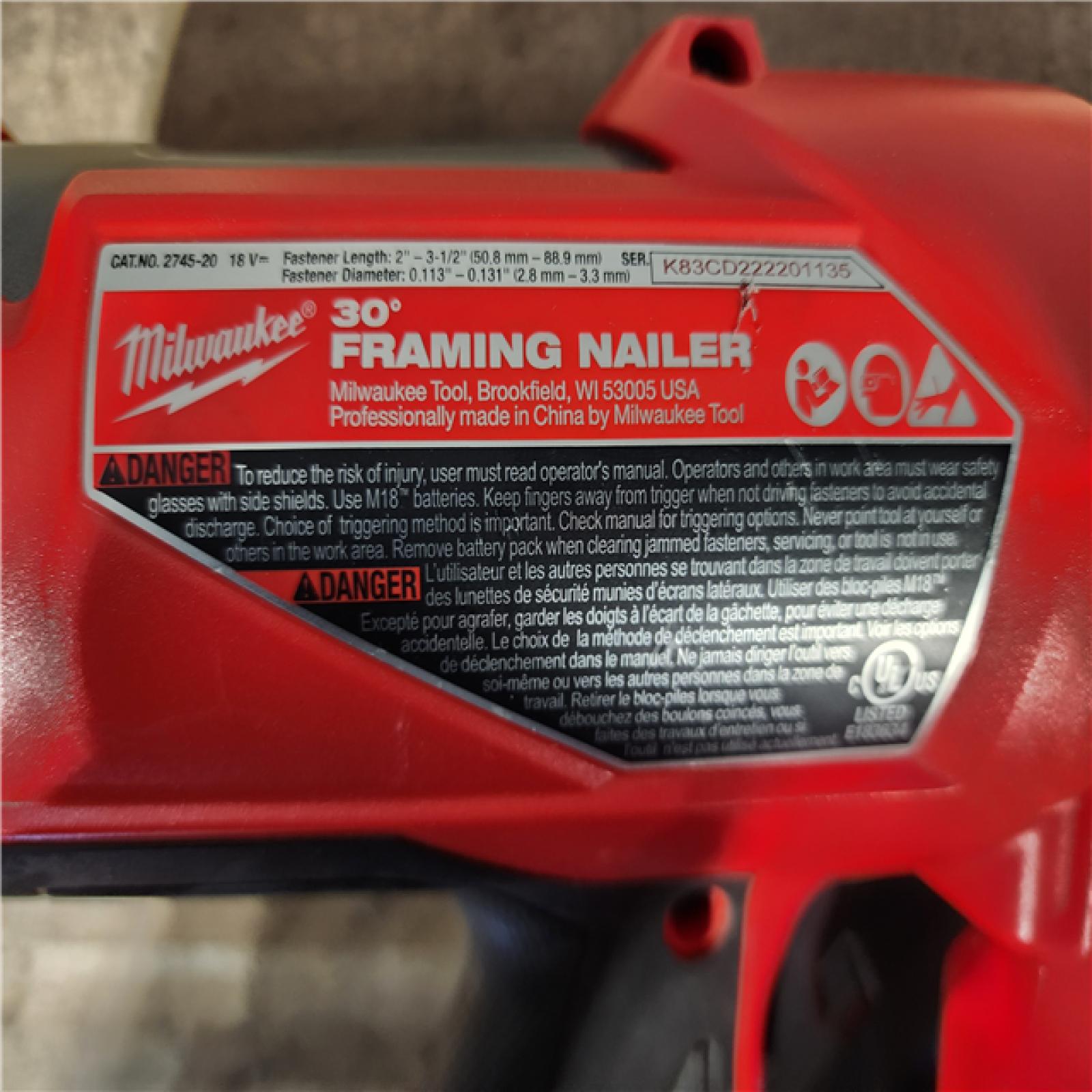 HOUSTON LOCATION - AS-IS M18 FUEL 3-1/2 in. 18-Volt 30-Degree Lithium-Ion Brushless Cordless Framing Nailer (Tool-Only)