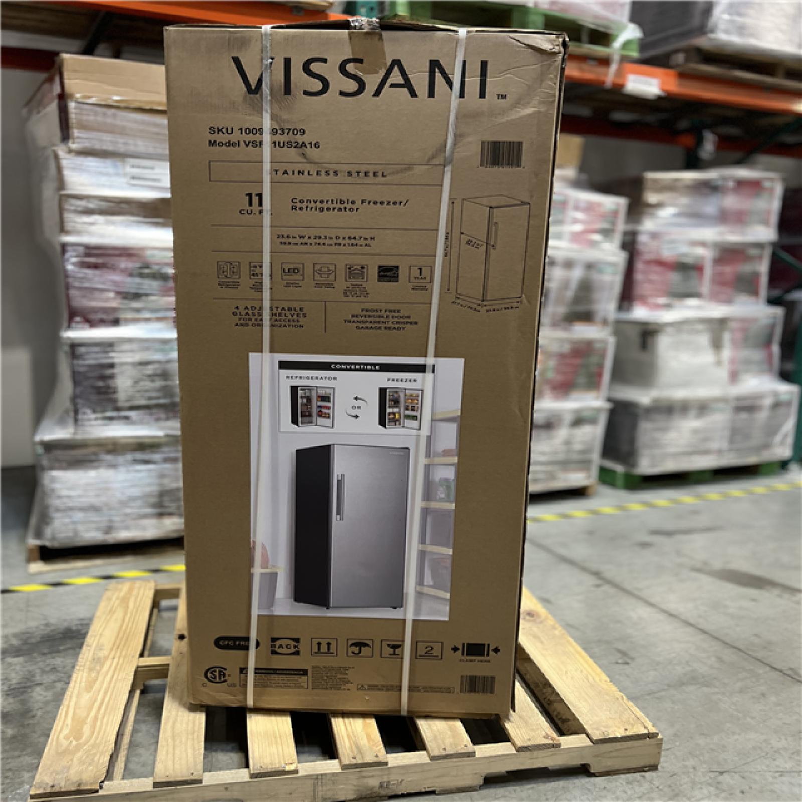 DALLAS LOCATION - AS-IS Vissani 24 in. 11 cu. ft. Convertible Auto Defrost Garage Ready Upright Freezer/Refrigerator in Stainless Steel  Energy Star