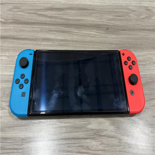AS-IS Nintendo Switch - OLED Model with Neon Red & Neon Blue Joy-Con
