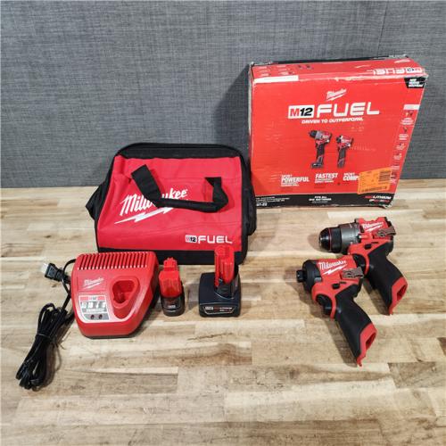 HOUSTON LOCATION - AS-IS (APPEARS LIKE NEW) Milwaukee FUEL 12-Volt Lithium-Ion Brushless Cordless Hammer Drill and Impact Driver Combo Kit