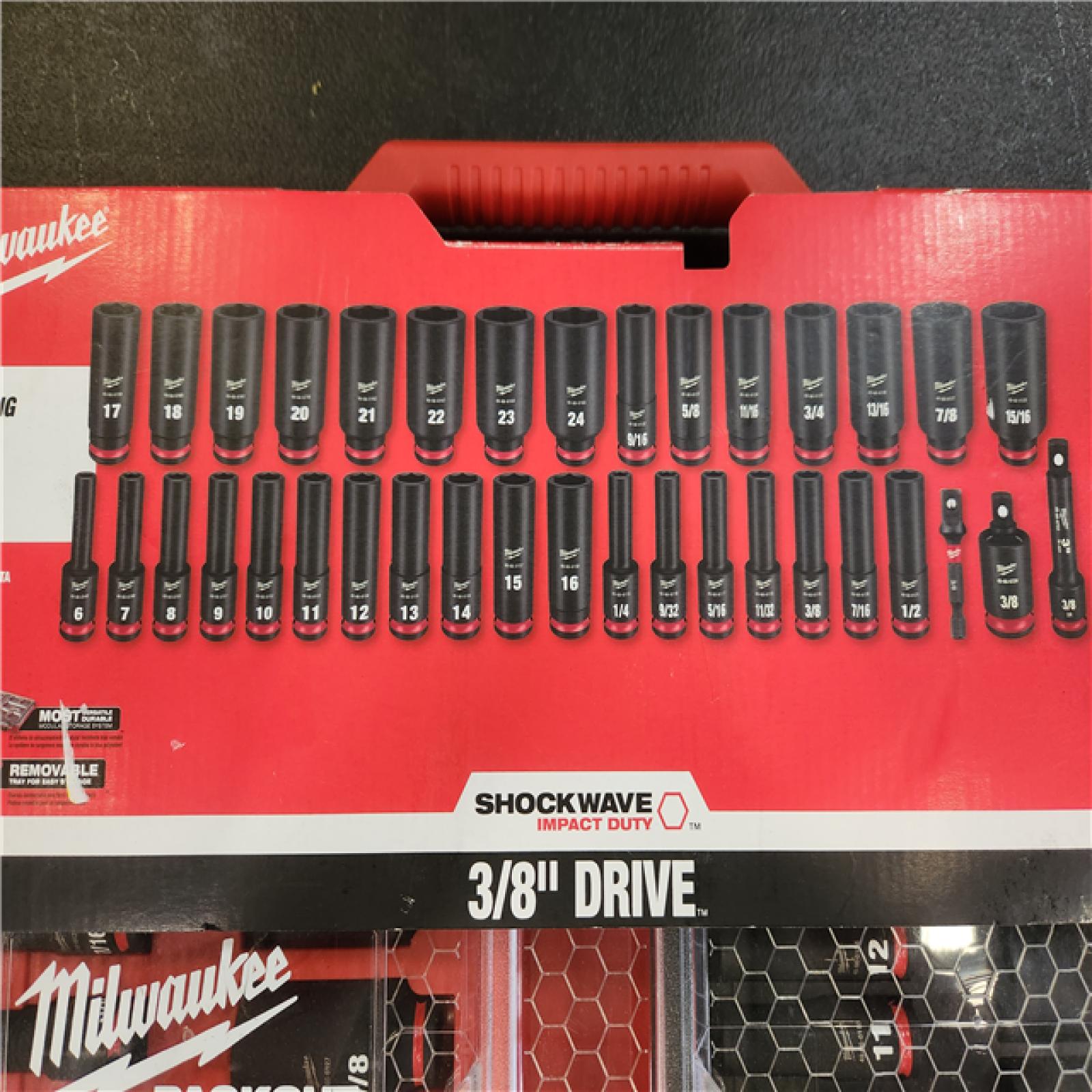 Phoenix NEW Milwaukee SHOCKWAVE Impact-Duty 3/8 in. Drive Metric and SAE Deep Well Impact PACKOUT Socket Set (36-Piece)
