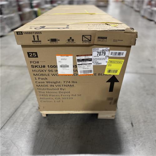 DALLAS LOCATION - Husky Tool Storage Heavy Duty 96 in. W x 24 in. D Matte Black Mobile Workbench Cabinet with Stainless Steel Top