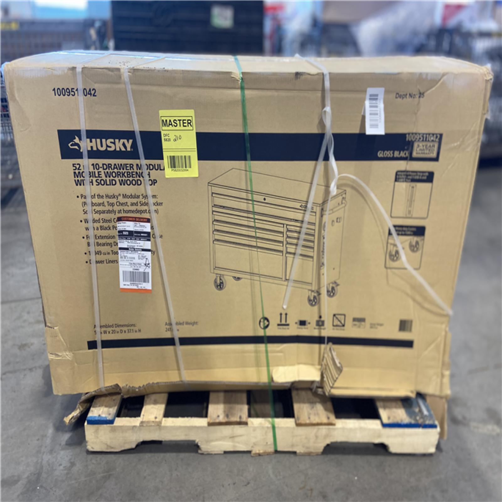 DALLAS LOCATION - Husky Modular Tool Storage 52 in. W x 20 in. D Standard Duty Black Mobile Workbench Cabinet