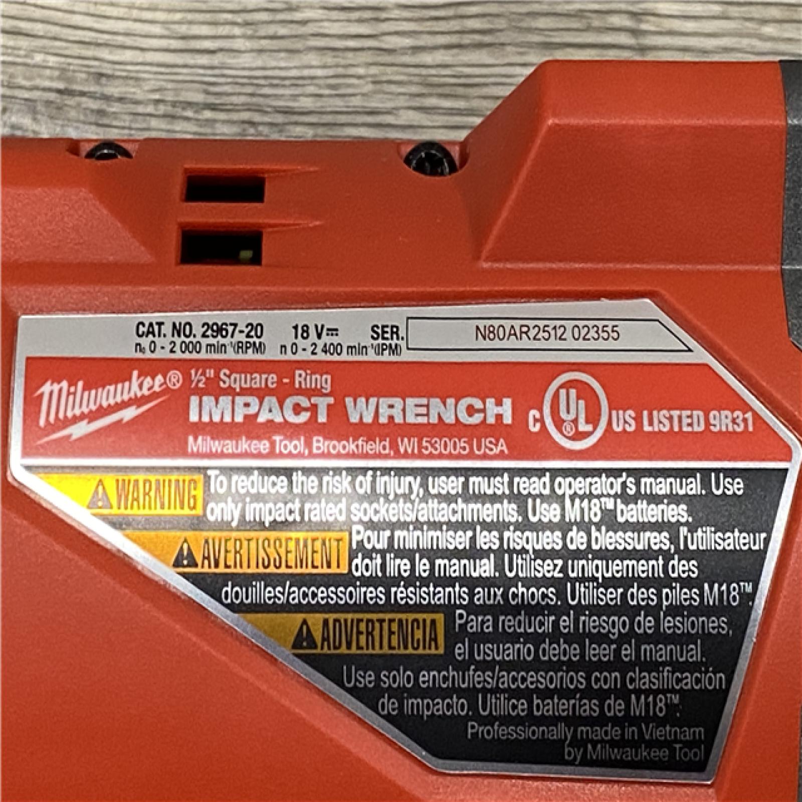 AS-IS Milwaukee FUEL 1/2 High Torque Impact Wrench with Friction Ring Kit