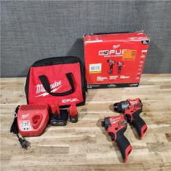 HOUSTON LOCATION - AS-IS Milwaukee FUEL 12-Volt Lithium-Ion Brushless Cordless Hammer Drill and Impact Driver Combo Kit