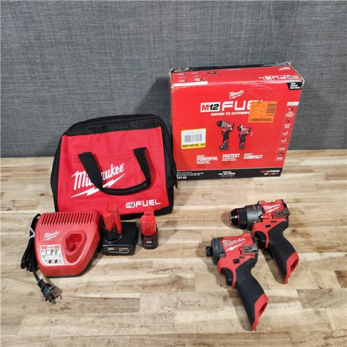 HOUSTON LOCATION - AS-IS Milwaukee FUEL 12-Volt Lithium-Ion Brushless Cordless Hammer Drill and Impact Driver Combo Kit