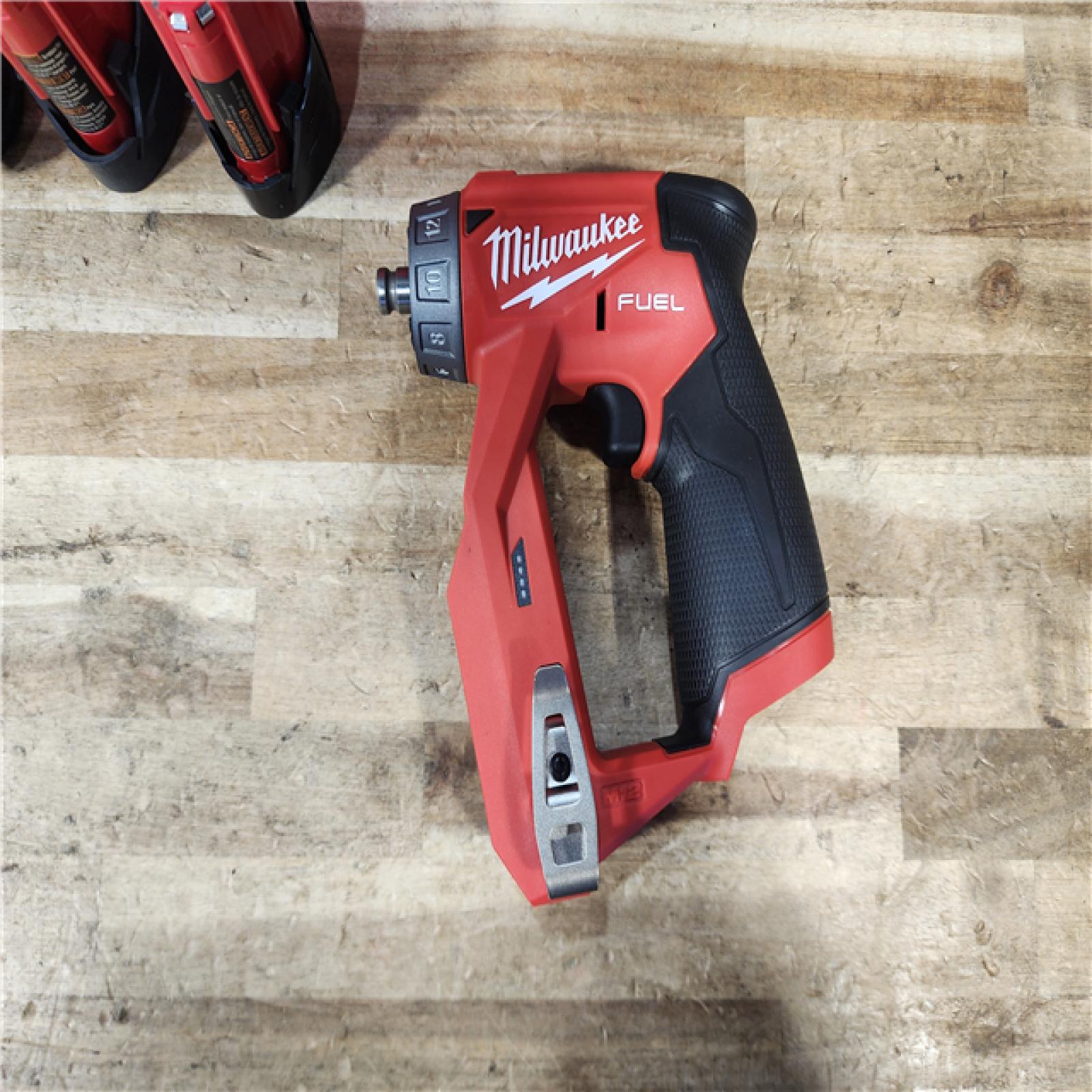 HOUSTON LOCATION - AS - IS Milwaukee  FUEL 12V Lithium-Ion Brushless Cordless 4-in-1 Installation 3/8 in. W/ (2) BATTERIES