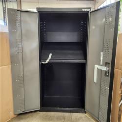 Phoenix AS-IS Husky Regular Duty 46 in. W x 72 in. H x 24 in. D 4-Shelf 22-Gauge Steel Freestanding Garage Storage Cabinet in Black and Gray