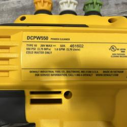 AS-IS DEWALT 20V MAX 550 PSI 1.0 GPM Cold Water Cordless Power Cleaner with 4-Nozzles (Tool Only)