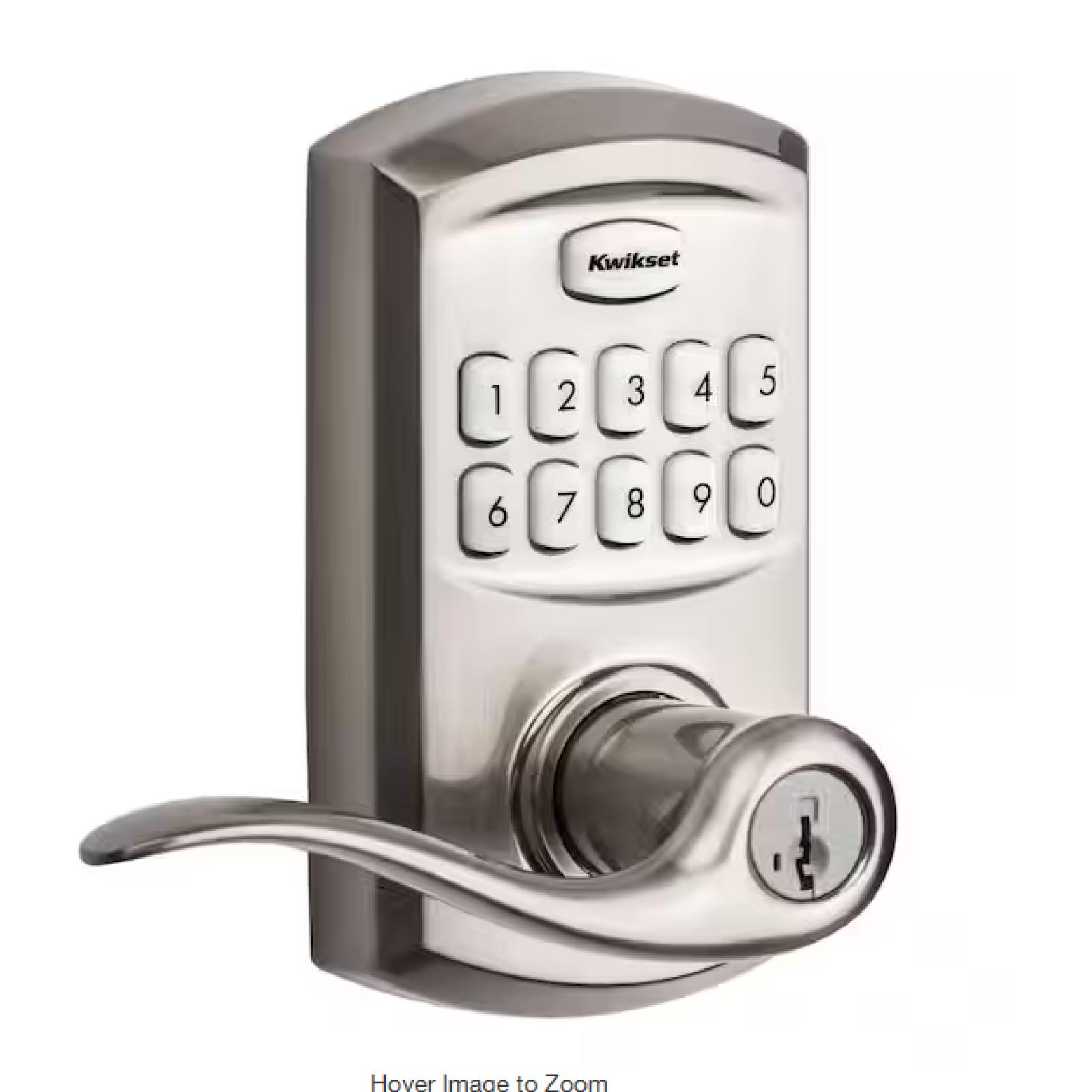 NEW! -  SmartCode 917 Satin Nickel Keypad Electronic Single-Cylinder Tustin Door Handle Featuring SmartKey Security