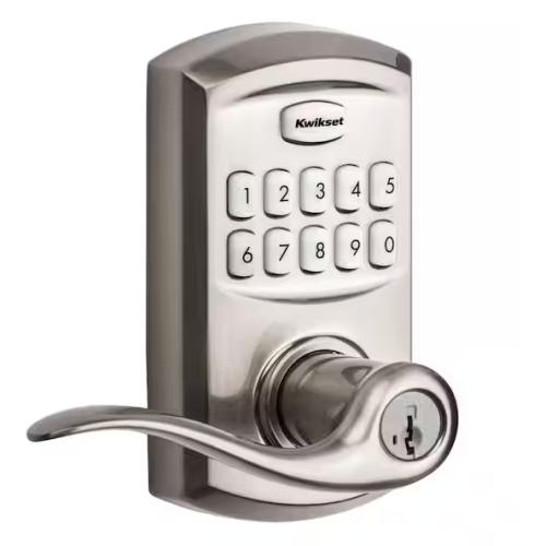 NEW! -  SmartCode 917 Satin Nickel Keypad Electronic Single-Cylinder Tustin Door Handle Featuring SmartKey Security