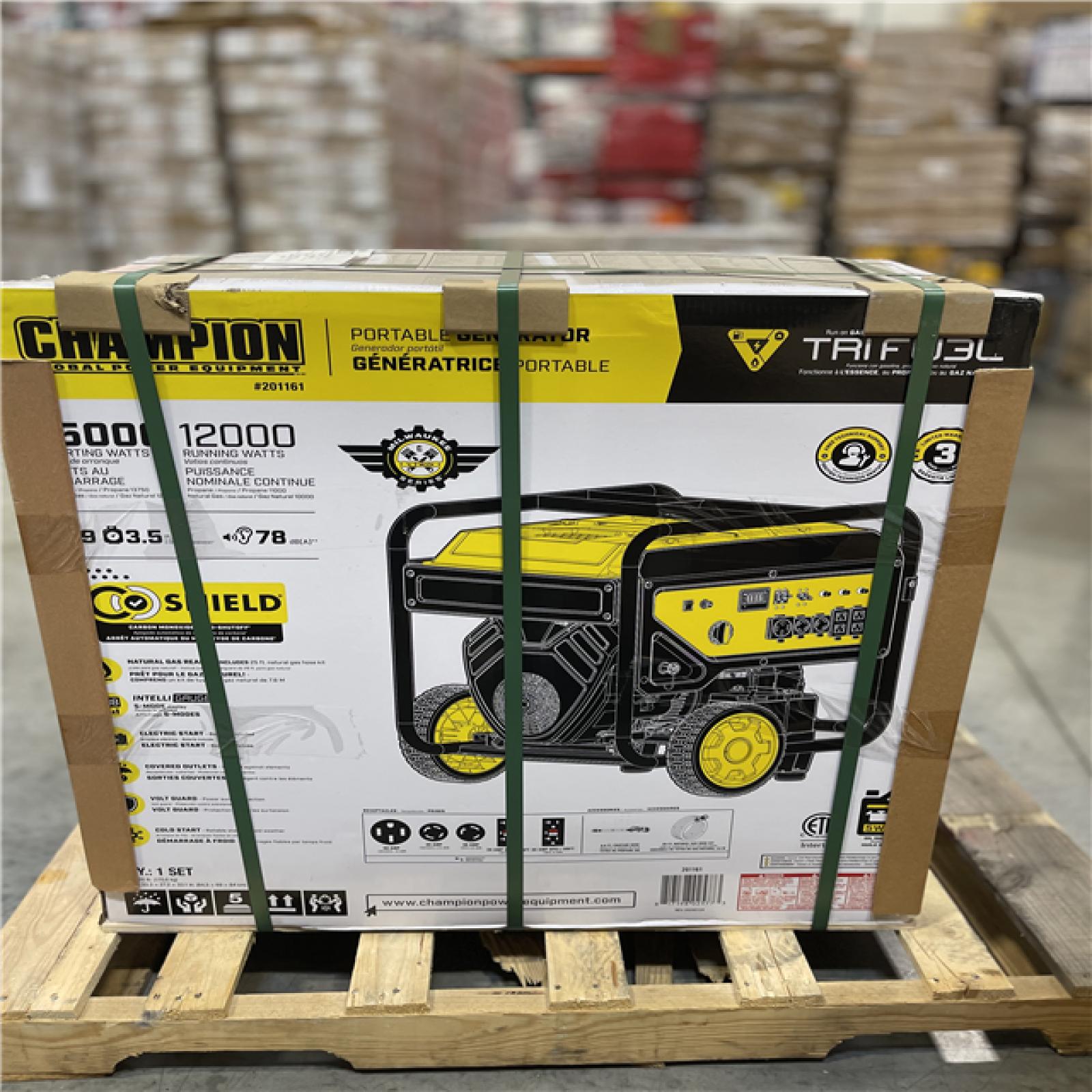 DALLAS LOCATION- NEW!- Champion 15 000/12 000-Watt Electric Start Tri-Fuel Portable Generator
