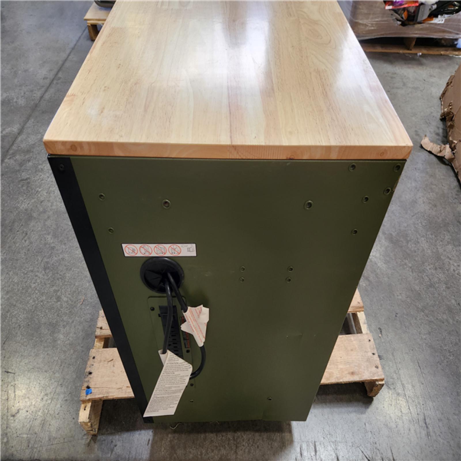 Phoenix Husky Standard-Duty 52 in. W 10-Drawer Matte Army Green Mobile Workbench Cabinet with Solid Wood Top