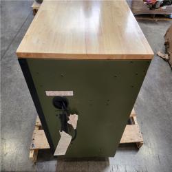 Phoenix Husky Standard-Duty 52 in. W 10-Drawer Matte Army Green Mobile Workbench Cabinet with Solid Wood Top