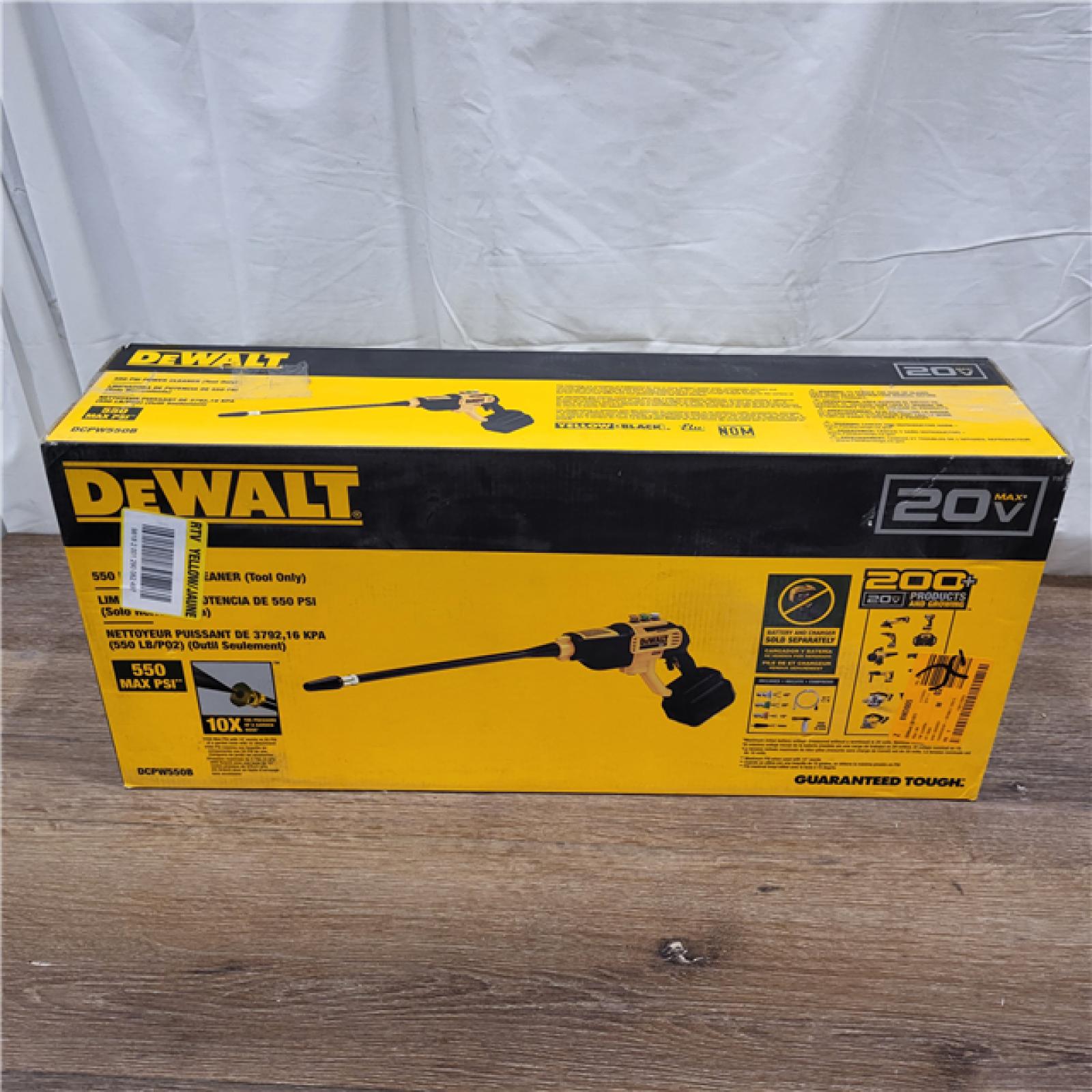 AS-IS Dewalt 20V 550 PSI  1 GPM Cordless Power Cleaner W/ 4 Nozzles Tool-Only DCPW550B