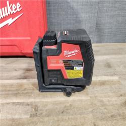 HOUSTON LOCATION - AS-IS MILWAUKEE 100 Ft. REDLITHIUM Lithium-Ion USB Green Rechargeable Cross Line Laser Level with Charger