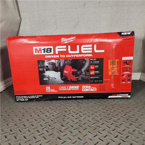 Houston Location - AS-IS Milwaukee M18 FUEL Drain Snake w/ Cable Drive Locking Feed System Kit Battery And Charger Included - Appears IN NEW Condition