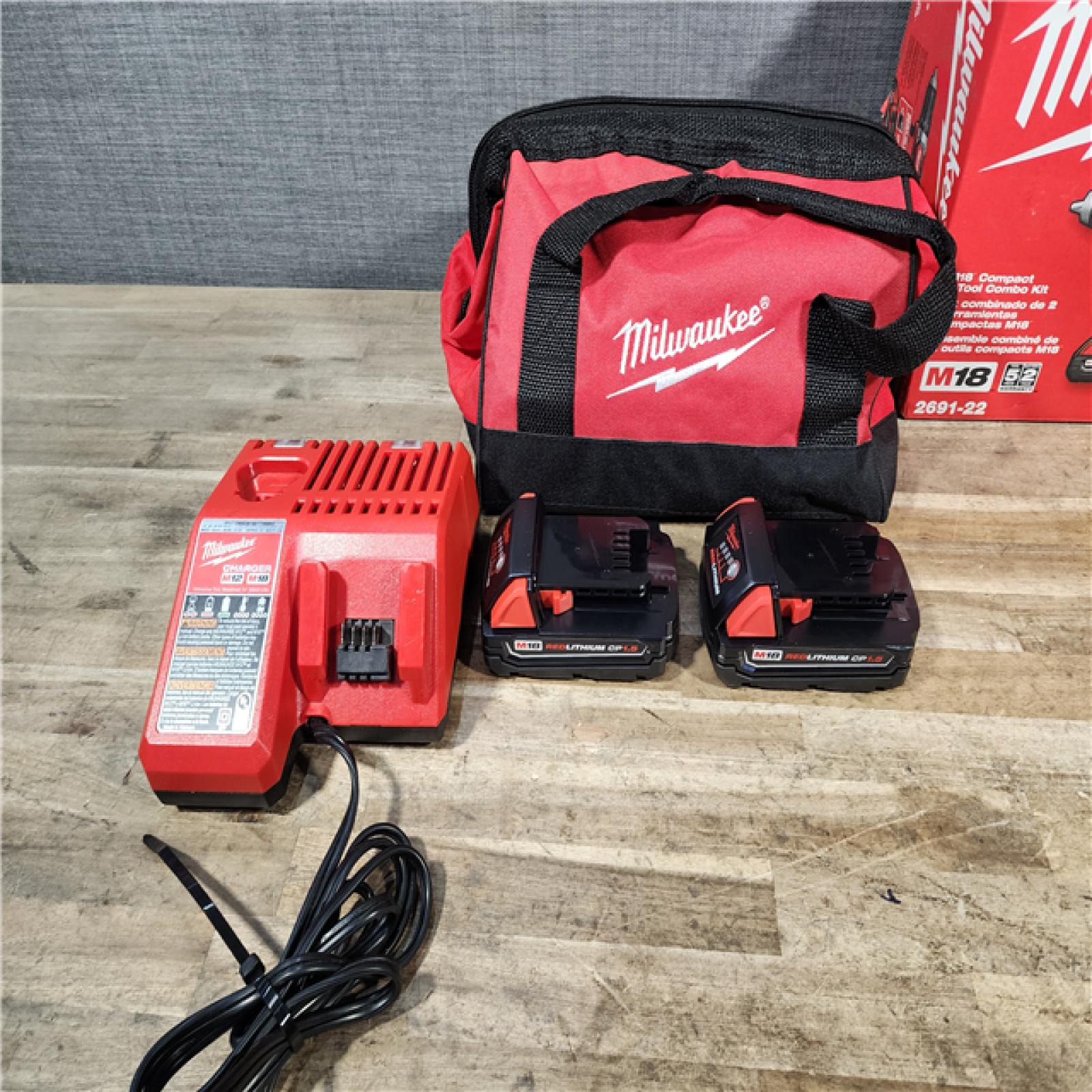 HOUSTON LOCATION - AS-IS Milwaukee 18V Lithium-Ion Cordless Drill Driver/Impact Driver Combo Kit