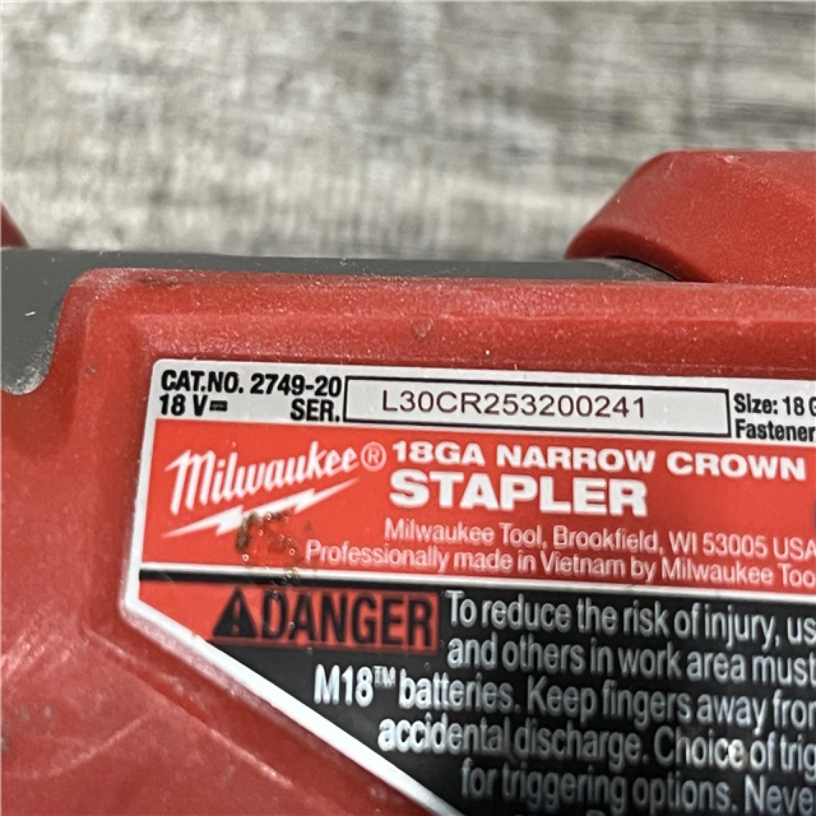 AS-IS Milwaukee FUEL 18-Volt Lithium-Ion Brushless Cordless 18-Gauge 1/4 in. Narrow Crown Stapler (Tool-Only)