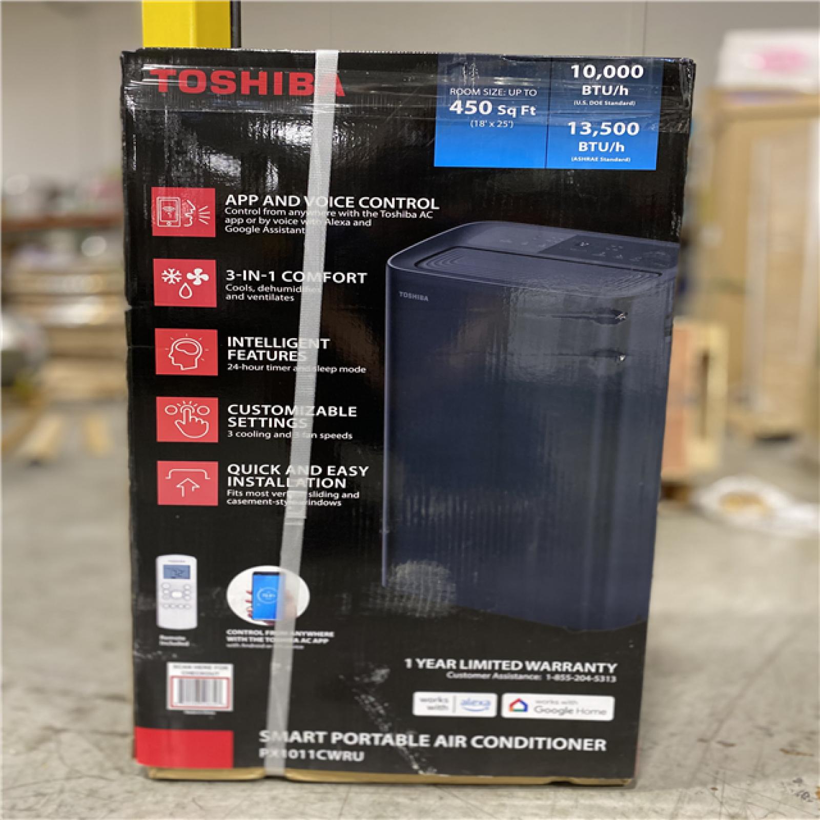DALLAS LOCATION - Toshiba 10,000 BTU (13,500 BTU ASHRAE) 115-Volt Smart Wi-Fi Portable Air Conditioner for upto 450 sq. ft.