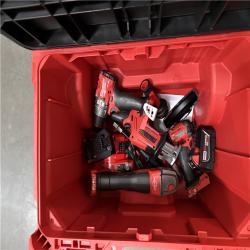 California AS-IS Milwaukee 4-Tool Combo Kit  Includes Rolling Modular Tool Box  (2) Batteries & Charger
