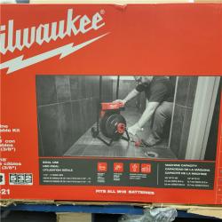 AS-IS  Milwaukee M18 18V Lithium-Ion 3/8 in. X 75 Ft. Cable Cordless Drain Cleaning Drum Machine Kit