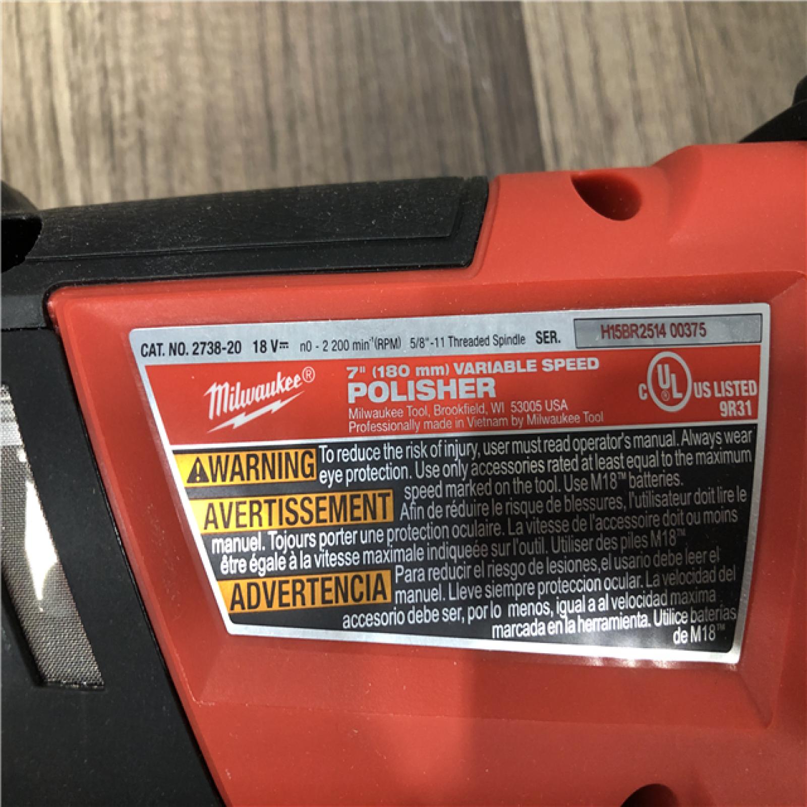AS-IS Milwaukee FUEL 18V Lithium-Ion Brushless Cordless 7 in. Variable Speed Polisher (Tool-Only)