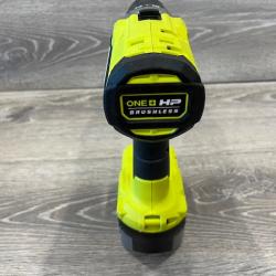 AS-IS ONE+ HP 18V Brushless Cordless 1/2 in. Hammer Drill Kit 4.0 Ah HIGH PERFORMANCE Battery  Charger  and Bag