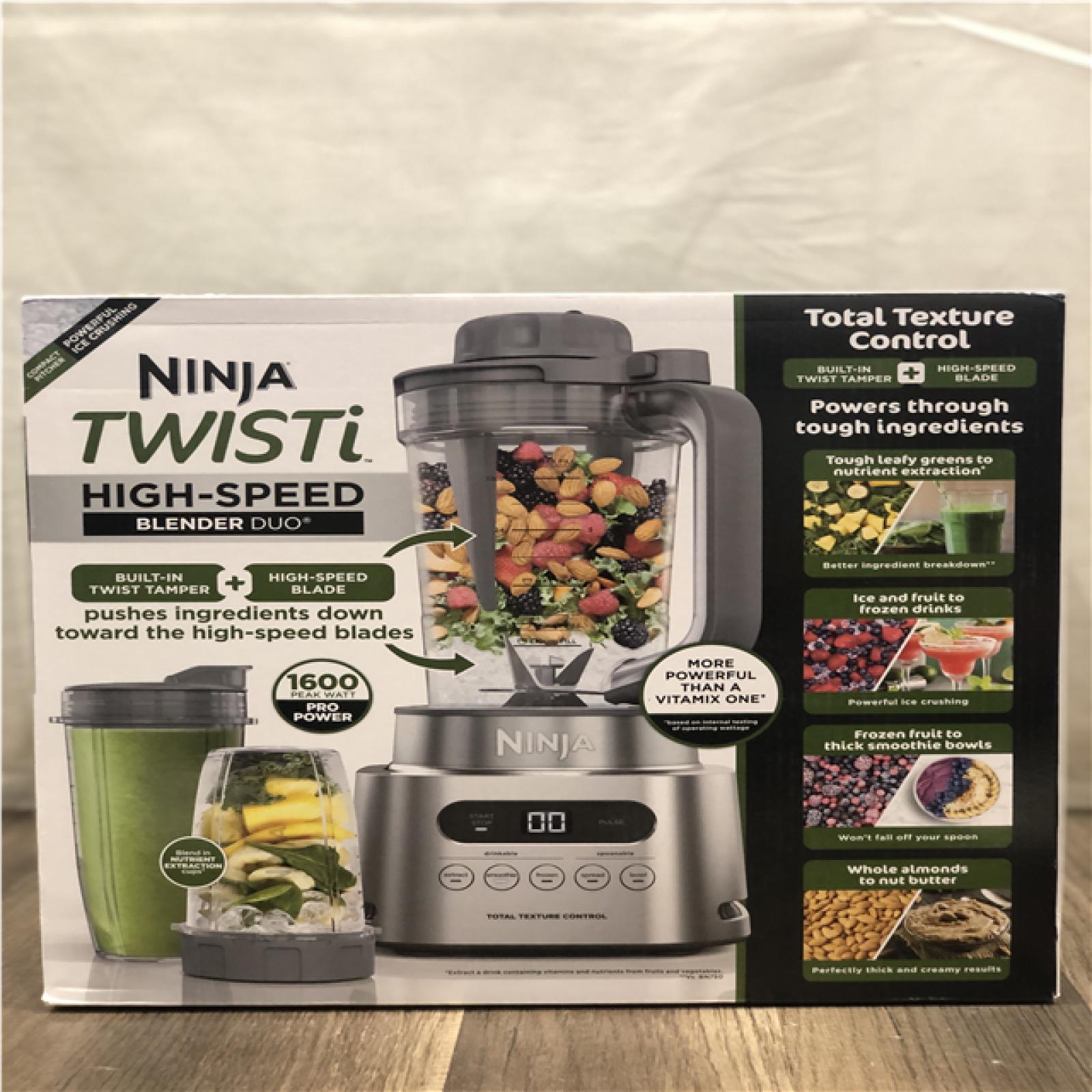 NEW! - Ninja TWISTi HIGH-SPEED Blender DUO - SS151: 1600W Smoothie & Ice Crusher  7 Speeds  Dishwasher-Safe  Silver