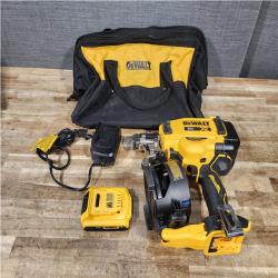 Houston Location AS-IS DEWALT 20V MAX Lithium-Ion 15-Degree Electric Cordless Roofing Nailer Kit
