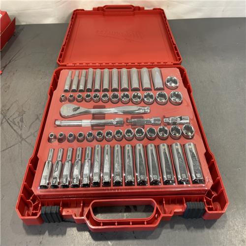 AS-IS - Milwaukee 3/8 in. Drive SAE/Metric Ratchet and Socket Mechanics Tool Set (56-Piece)