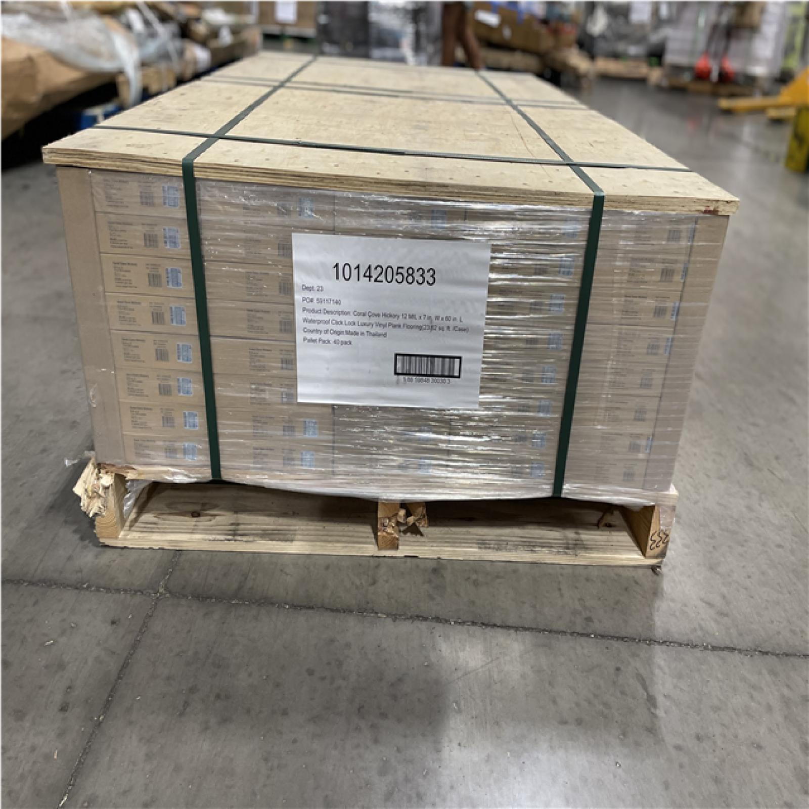 DALLAS LOCATION-Home Decorators Collection Coral Cove Hickory 12 MIL x 7 in. W x 60 in. L Waterproof Click Lock Luxury Vinyl Plank Flooring (23.62 sq. ft./Case) PALLET-(40 CASES)